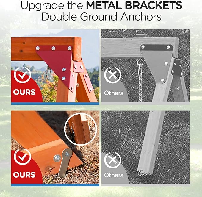 Dolphin Playground Wooden Swing Sets for Backyard, Family DIY Kit for Any Swings, Outdoor Playset for Kids with Trapeze Swing Bar and 2 Belt Swings, Heavy Duty Playground Accessories, Ages 3-10