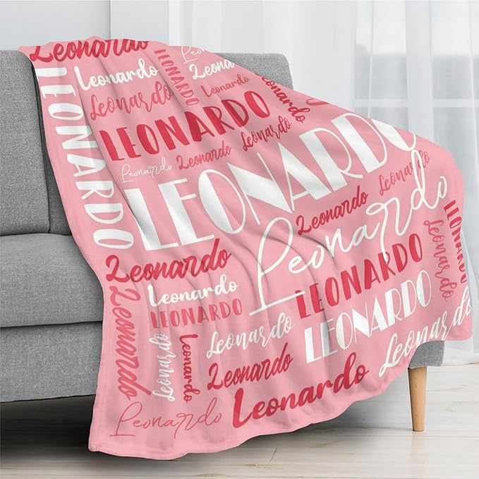 Name Blanket Personalized Blanket for Adult Kids Flannel Customize Throw Blanket Custom (Color 01, 60 x 80 Inches)