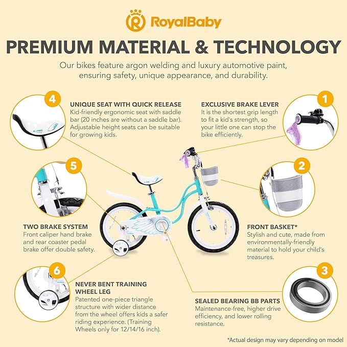 Royalbaby Princess Girls Kids Bike 12 14 16 18 20 Inch Children Bicycle with Basket for Age 3-12 Years