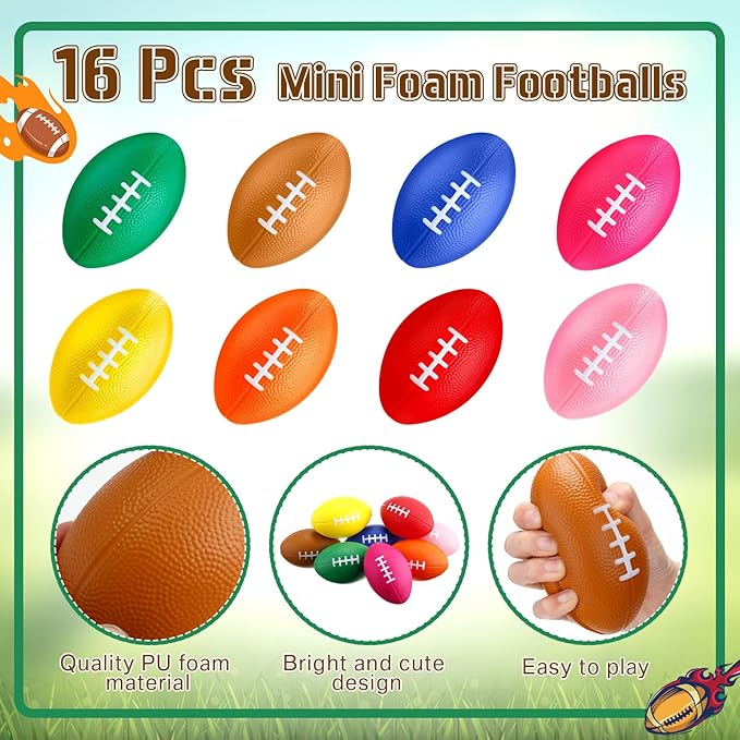 Mini Foam Footballs 4.7 Inch Party Favor Foam Balls Assorted Color Small Stress Sports Ball for Game Carnival Reward Party Gift Goodie Bags Stuffers