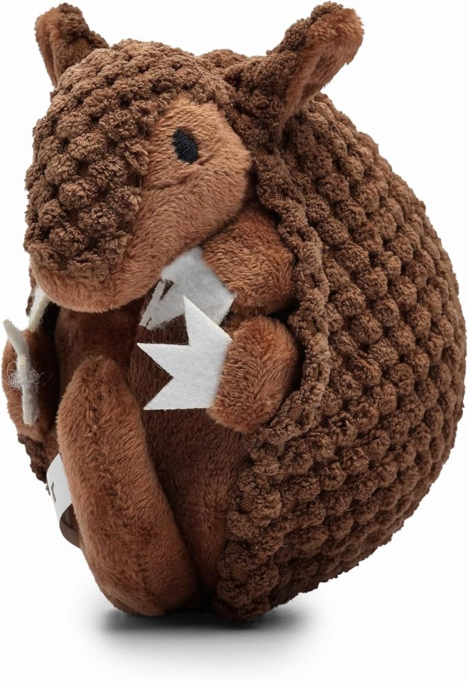 Flourish Pets 3 in 1 Multi-Layer Chew Toy for Active Dogs | Non-Toxic BPA Free Double Stitched Soft Fabric Exterior Dog Toys | Long-Lasting Dog Plush Toys – Large Armadillo 7"