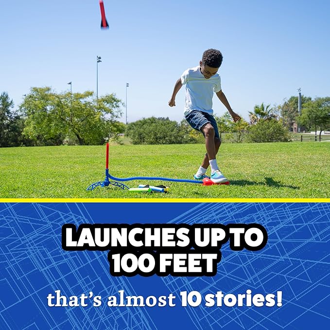 Stomp Rocket Jr Multi-Color Rocket Launcher for Kids, 8 Rockets - Fun Outdoor Kids Gifts for Boys & Girls - STEM Toy Foam Blaster Set Soars Up to 100 Feet - Ages 3 & Up