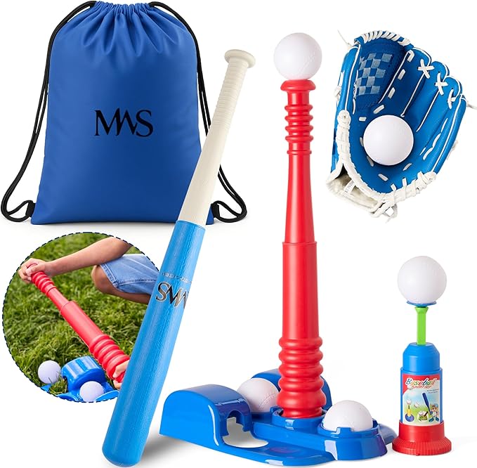 Kids Baseball Training Set – Baseball Bat, Glove, Tee, Pitcher, 4 Balls & Carry Bag – Indoor & Outdoor Sports Toy for Boys & Girls Ages 3-8 – Basebal Starter Kit for Children’s Development