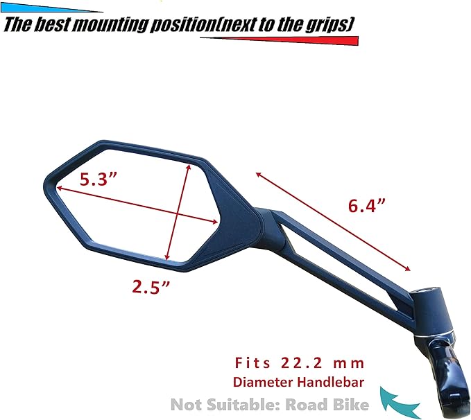 MEACHOW New Scratch Resistant Glass Lens,Handlebar Bike Mirror, Adjustable Safe Rearview Mirror, Bicycle Mirror (Silver Left Side) ME-005LS