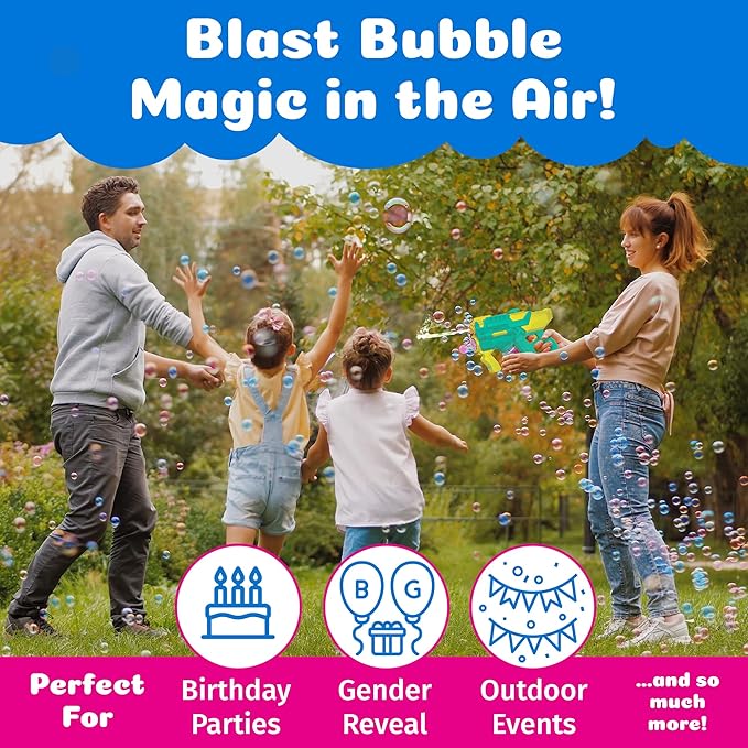 PoppinColorz Hydra Rechargeable 2-in-1 Color Bubbles Blaster & Water Gun:2025 Toy of The Year Winner. 2X Color Bubble Liquid & 4X Clear No-Spill. Bubble Solutions for Toddlers. Bubbles Made in USA