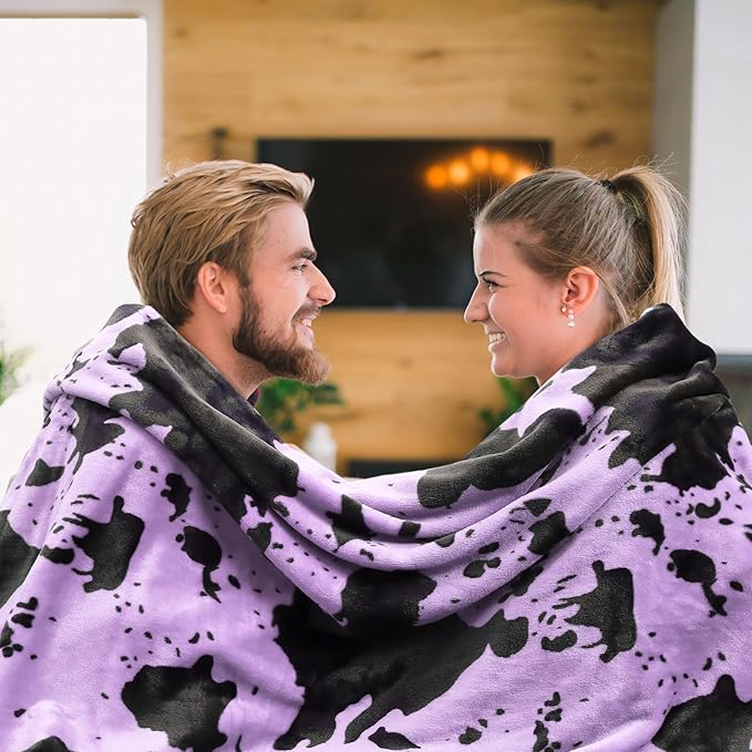 Purple Fleece Blanket King Size - Lightweight Warm Fuzzy Soft Cozy Oversized Bed & Couch Blanket Throw for Adults & Couples All Season 90x108 inches