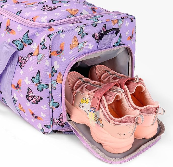 Choco Mocha Girls Tie Dye Suitcase with Wheels Kids Purple Rolling Duffle Bag for Camping Teen Girls Toddler Luggage Bag for Travel, 22inch