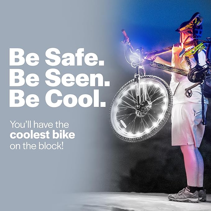 Brightz WheelBrightz LED Bike Wheel Lights - 2025 Edition with Superior Straps & LED-Weatherproof Shield! 14 Colors - Unmatched Durability, Visibility & 48+ Hours of Dazzling Illumination