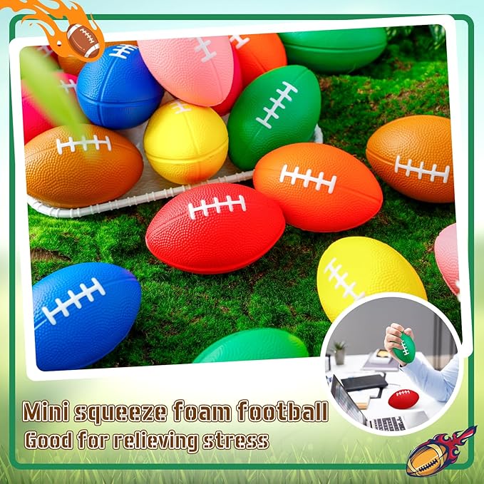 Mini Foam Footballs 4.7 Inch Party Favor Foam Balls Assorted Color Small Stress Sports Ball for Game Carnival Reward Party Gift Goodie Bags Stuffers