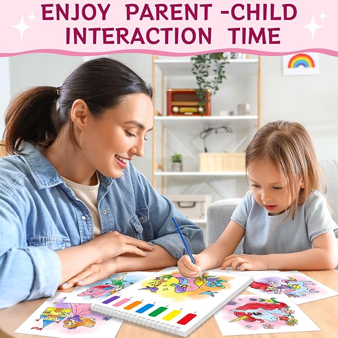 Paint with Water Coloring Books for Toddlers,Unicorn Theme Mess Free Watercolor Painting Papers for Kids Water Color Paint Kit Art Craft Gift for Ages 1-3, 4-8