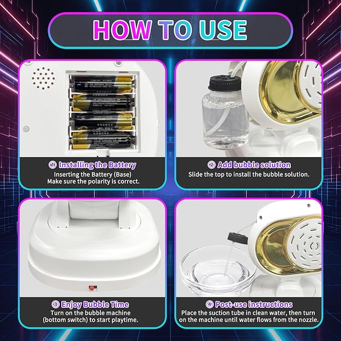 Bubble Machine, Automatic Bubble Machine for Kids Parties Toddlers, Bubble Blower Machine Bubble Maker Battery Operated, Great for Wedding Birthday - Halloween Outdoor Bubble Toy, White