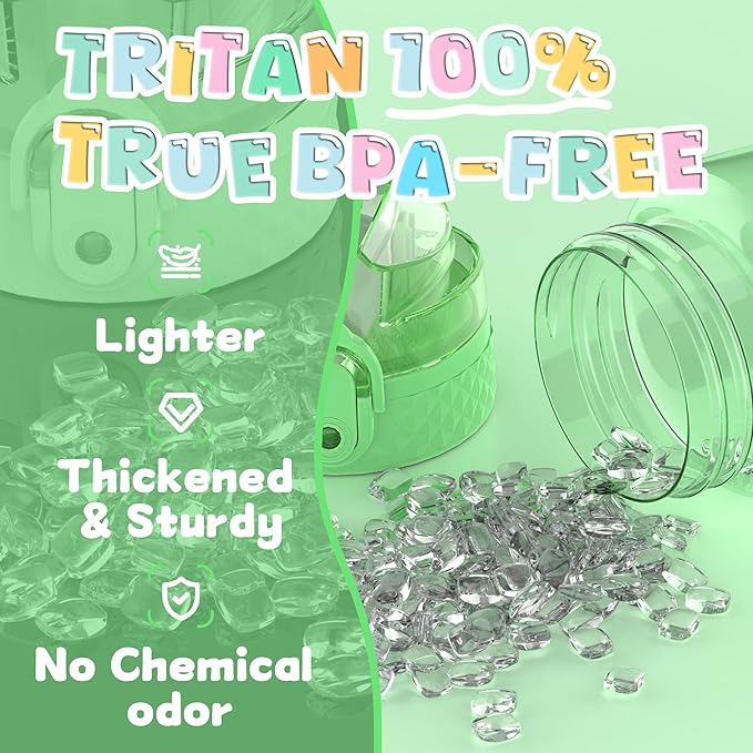 OLDLEY 17oz Kids Water Bottle for school Girls Boys, Motivational Water Bottles With Silicone Straw, Leak-Proof Tritan BPA-Free, Reusable water bottles for kids, Pear