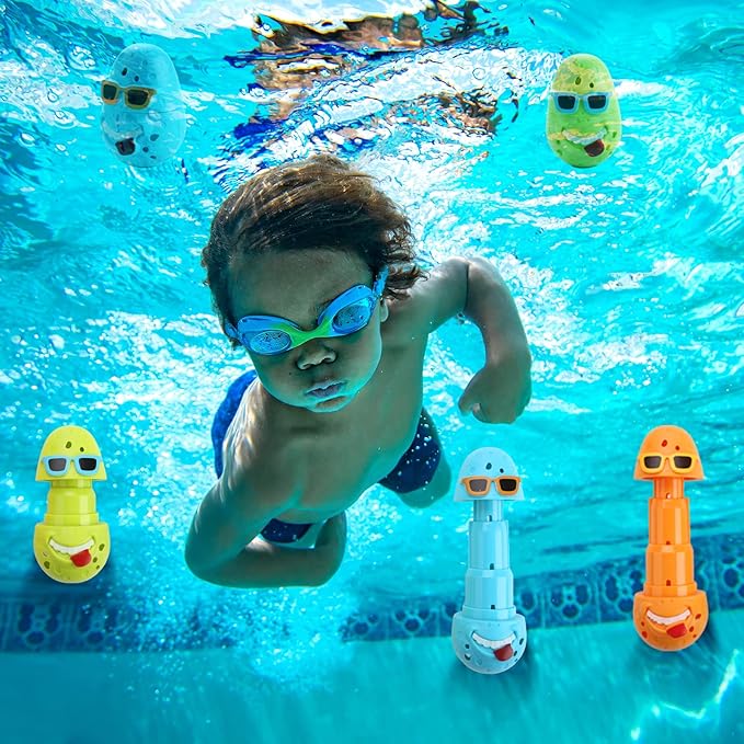 haomsj Swimming Diving Pool Sticks Toys for Kids, 3pcs Dive Clown Eggs, Summer Underwater Sinking Pool Toys for Boys and Girls Ages 8-12