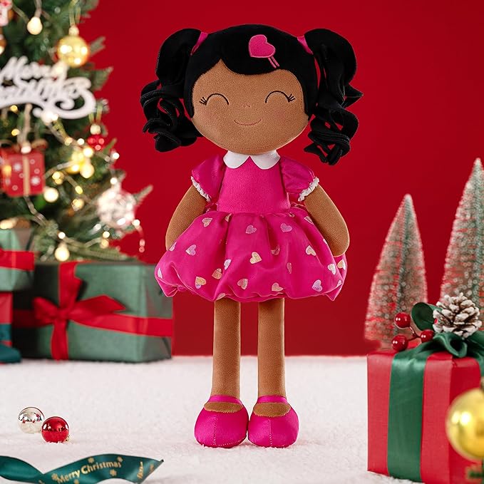 Gloveleya Baby Doll Gifts Plush Curly Girl Toys with Love 16" Rose