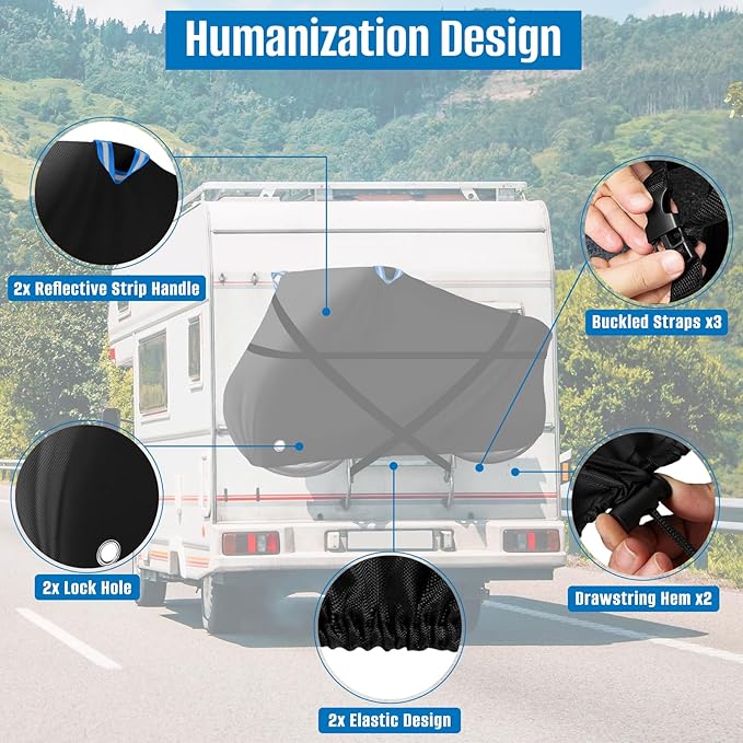 SIRUITON Bike Cover for Transport 3 Bike-Heavy Duty 420D Travel Bike Covers, Outdoor Strong UV Protection & Windproof, Waterproof Bicycle Rack Covers for Car, Truck, RV, SUV.
