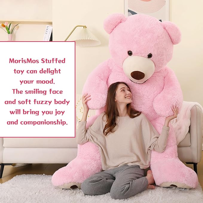 MorisMos Giant Teddy Bear Plush 6ft, Life Size Huge Pink Teddy Bears for Girlfriend, 6 Foot Large Big Stuffed Animal Gifts for Wife, Lover on Valentines, Anniversary, Birthday