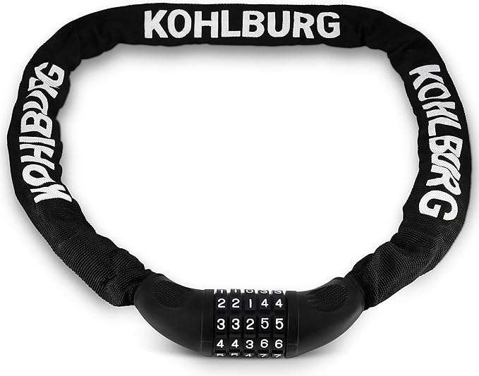 Extra Long Bicycle Combination Lock - 3.8 ft Chain & 0.24” Strong Number Combination Bike Lock - Secure Chain Lock Almost 4 ft - Security 5-Digit Bike Lock Combo for Bicycle & e-Bike