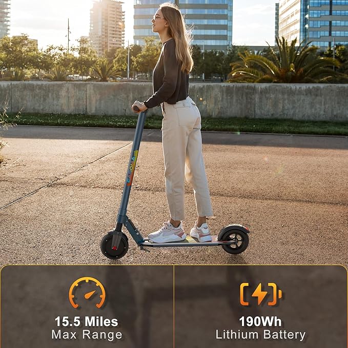 Caroma Electric Scooter for Kids Ages 6-14, 250W/180W/150W Motor & 15 Mph, 85 Mins Ride Time, Adjustable Height & Speed, LED Display, Kids Electric Scooter, Best Gifts for Boys & Girls