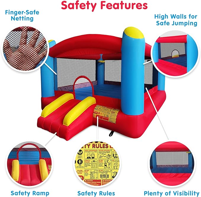 Funormous Enormous Giant Bounce House for Kids, Indoor Outdoor Inflatable Huge Bouncy Castle with Double Basketball Hoops, Includes Air Blower with GFCI