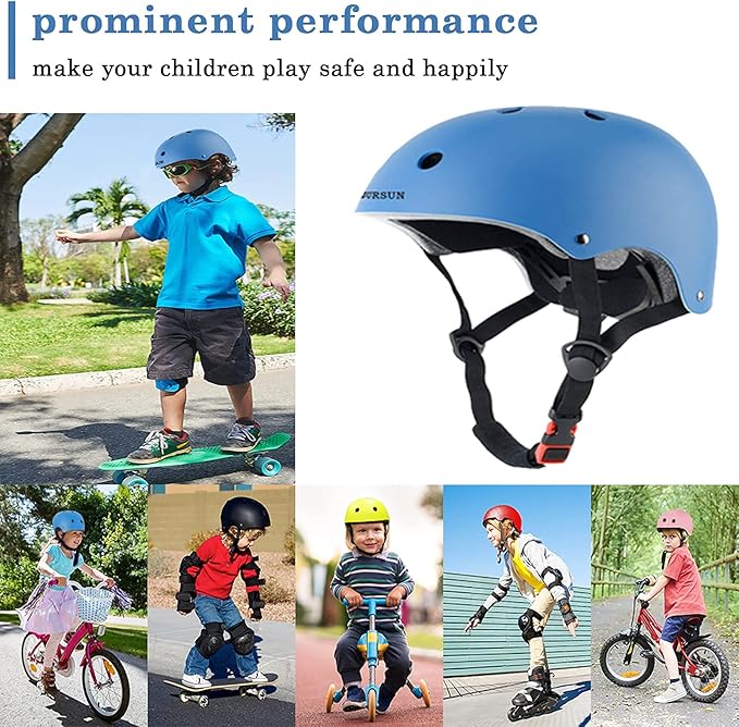 BURSUN Kids Bike Helmet Ventilation & Adjustable Toddler Helmet for Ages 2-14 Kids Boys Girls Multi-Sport Helmet for Skateboard Roller Skateing Bicycle Scooter blance Bike