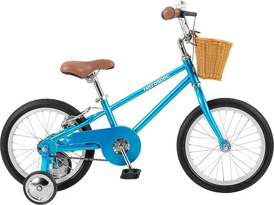Retrospec Beaumont Mini 16in Kids Bike with Training Wheels & Basket - Beginner Bicycle for 4-6 Year Olds, Low-Profile Frame, V-Brakes & Safety Bell