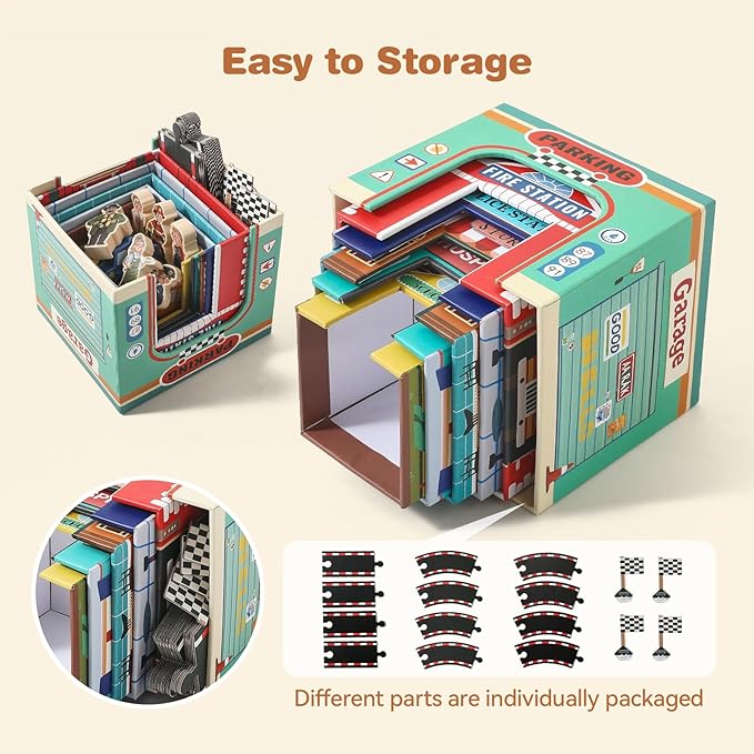 Youuys 3-in-1 Sorting and Stacking Toys for Toddlers 1-3 with Building Blocks, Wooden Community Helpers, Montessori Nesting Boxes for Preschool Learning Stocking Stuffers for Boys Girls