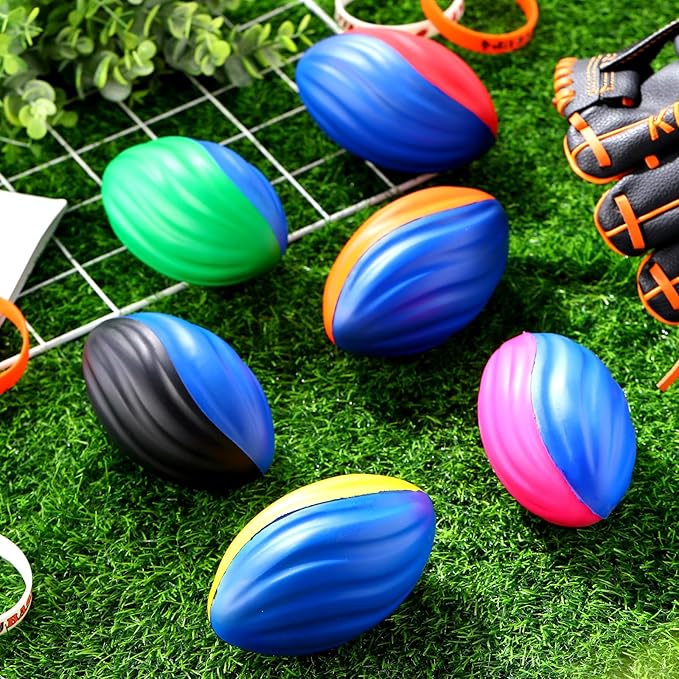 Woanger 40 Pcs Mini Foam Football Two Tone Spiral Squeeze Balls Bulk 5 Inch Soft Small Waterproof Sports Football for Kids Colorful Ball Toys for Indoor Outdoor Game Birthday Party Favor (Colorful)
