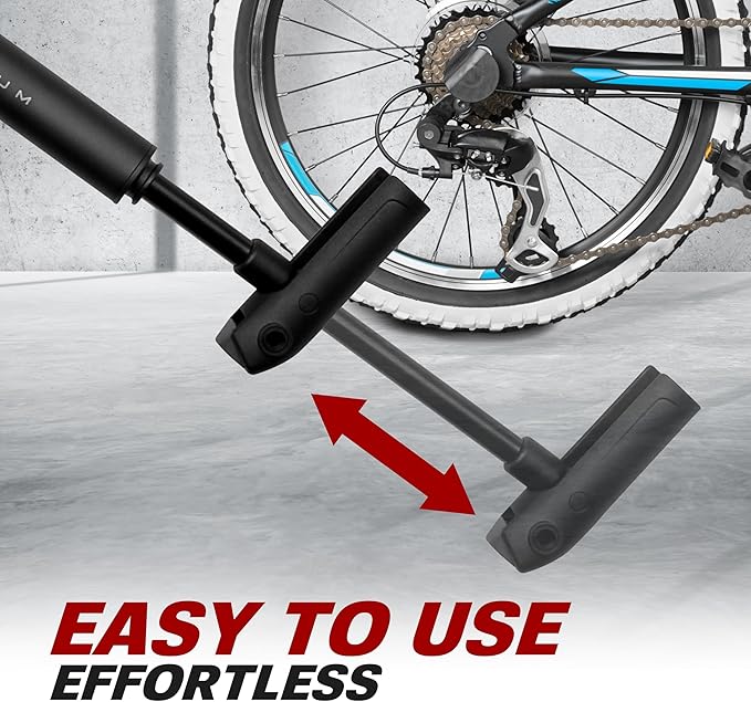 BV Mini Bike Pump Portable Frame Pump, Shock Pump for Bike Shock, Air Ball Pump Inflator with Ball Pump Needles, Mini Pump Fits Presta & Schrader- Smart Valve