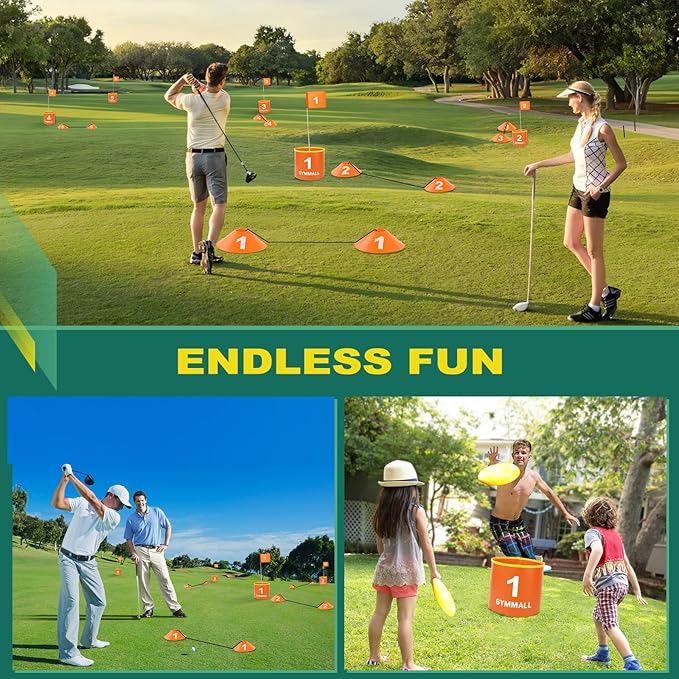 Golf Yard Bucket Games, 6 Holes Bucket Backyard Golf Game Set with Golf Flags for Adults & Kids Indoor Outdoor, Golf Practice Gift for Backyard, Park, Beach, Lawn