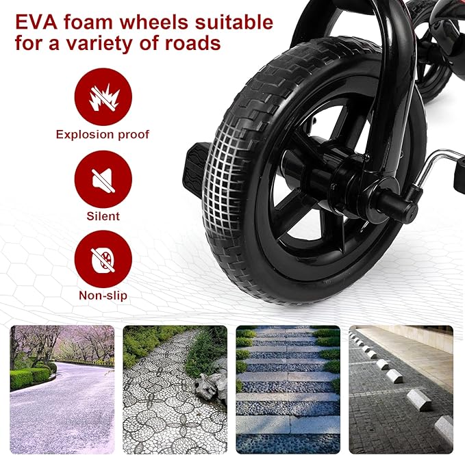 XPIY Tricycle for Toddlers Age 2-5 Years Old, 3 in 1 Folding Toddler Bike for Boys and Girls, Kids' Bike Trike with Detachable Pedal and Adjustable Seat (RED)