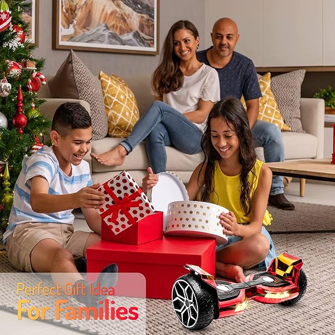 8.5” All Terrain Hover Board, Off Road Self Balancing Scooter with Bluetooth and LED Lights, UL2272 Safety Certified (Red)