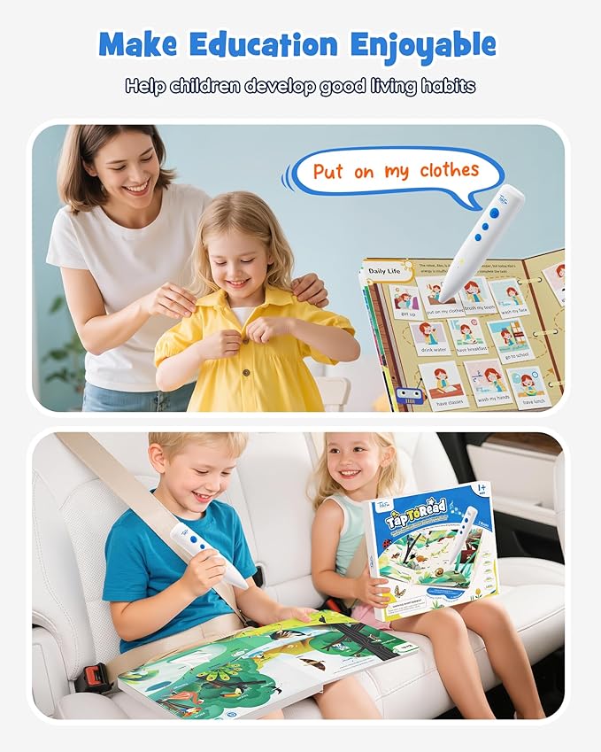 Talking Pen Books Sets, Engaging Electronic Learning Toys with Interactive Audio Sound Books, Toddler Educational Birthday Gifts, Autism Sensory Games for Ages 2 3 4 5 6