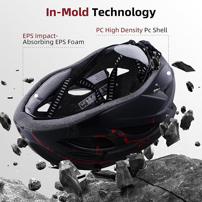 Adult Bike Helmet, Bicycle Helmet with Rear LED Light & Detachable Magnetic Goggles, CPSC/CE Certified Cycling Helmet Adjustable for Men Women Mountain & Road