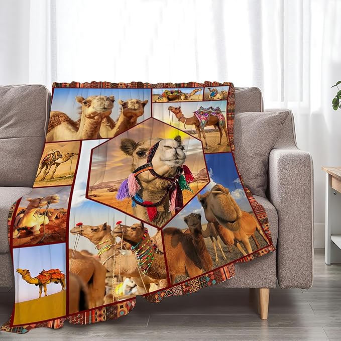Camel Blanket Ultra Soft Cozy Camel Throw Blanket Fleece Fuzzy Plush Bedding Desert Camel Lovers Gifts for Women Girls Kids Adults 80"x60"