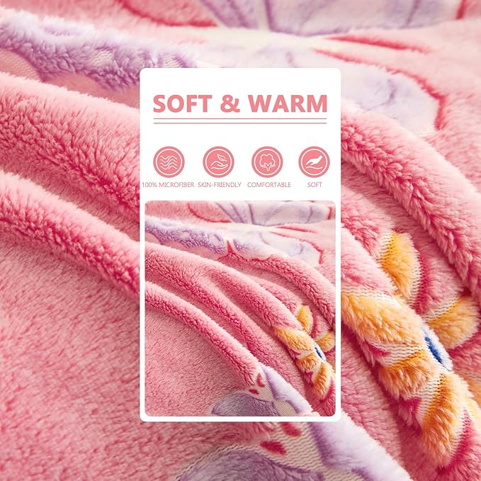 Glow in The Dark Blanket,Butterfly Gifts Toys for Girls, Birthday Presents Decor for Kids Age 3-14 Year Old Daughter Teen Child Toddler Luminous Christmas Bedroom Throw Blanket 50"x60"