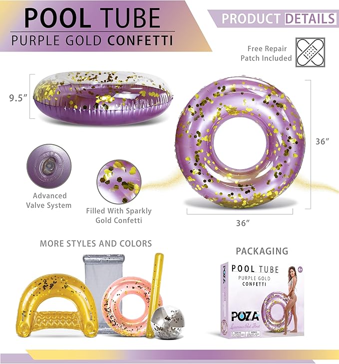 CoTa Global Inflatable Pool Float Tube Confetti Premium Swim Ring Heavy Duty Vinyl Flotation Pool Floats Toy for The Beach, Party, Vacation, UV Resistant - Pool Party