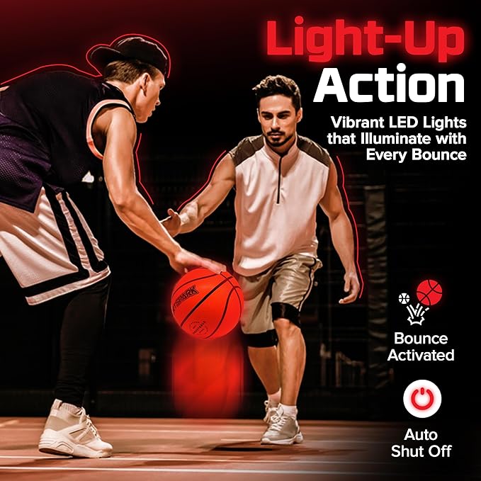 Light Up Basketball - Glow in The Dark Ball - Outdoor Sports Birthday Gift for Boys Ages 8-15 - Kids Teenage Youth Activity - Boy Toys