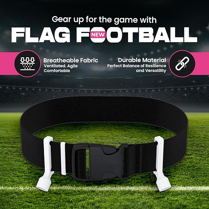 Gameday Flag Football Set – Kits for 2–14 Players w/Belts, Agility Cones & Carry Bag – Available in Multi Colors & Sizes
