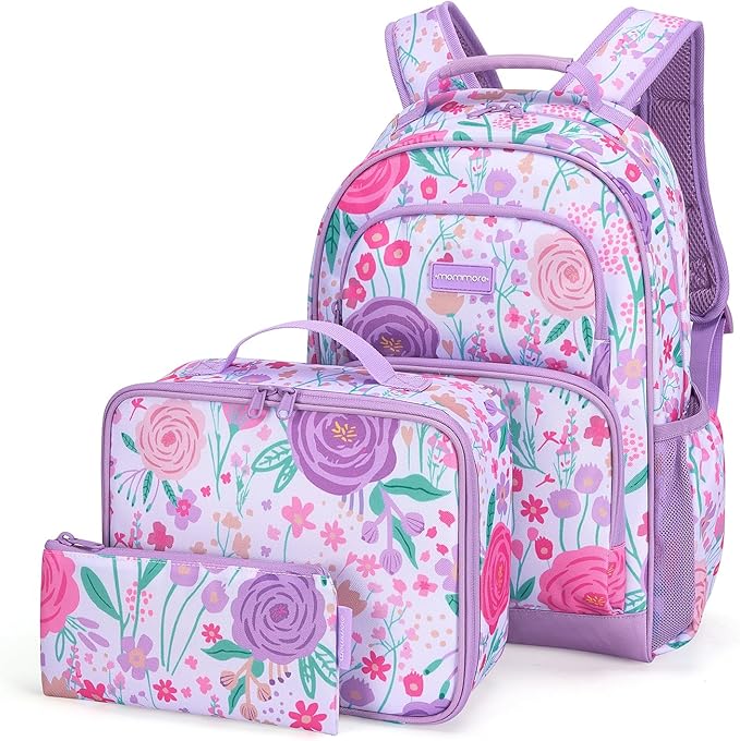 mommore Kids Backpack for Boys Girls Preschool Kindergarten Backpacks Lightweight Elementary School Bookbag with Lunch Box