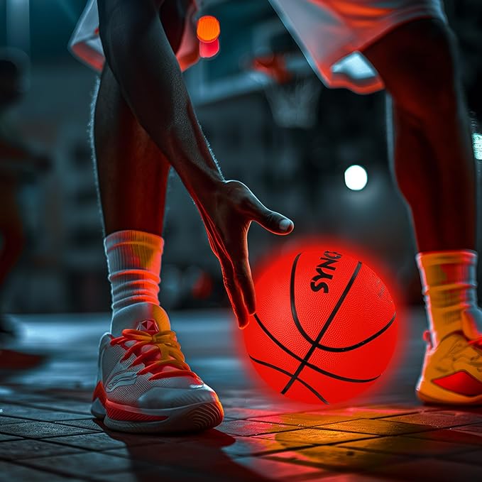 SYNCFUN Glow in The Dark Basketball Size 7, Light Up Basketball for Night Games, Cool Birthday Gift for Boys Age 7-12, Teen Outdoor Sports Toy Halloween