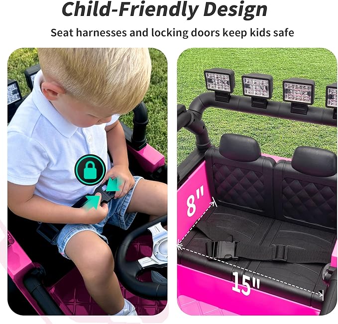 Kids Ride on Car Toy, 24V Electric Car for Kids with Remote Control, 2x200W Motors - Hot Pink