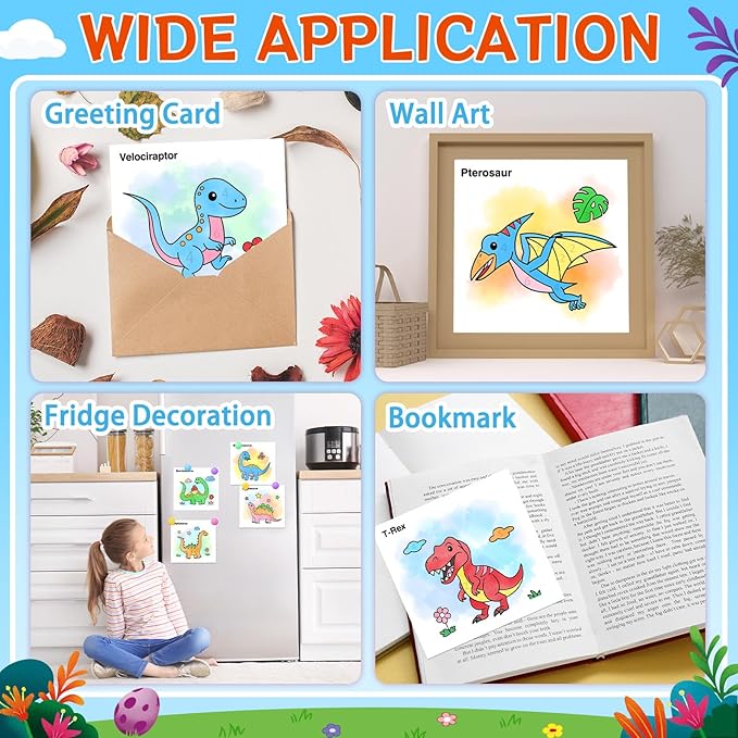 Paint with Water Coloring Books for Toddlers, Dinosaurs Theme Mess Free Watercolor Painting Papers for Kids Water Color Paint Kit Art Craft Birthday Gift for Ages 1-3, 4-8