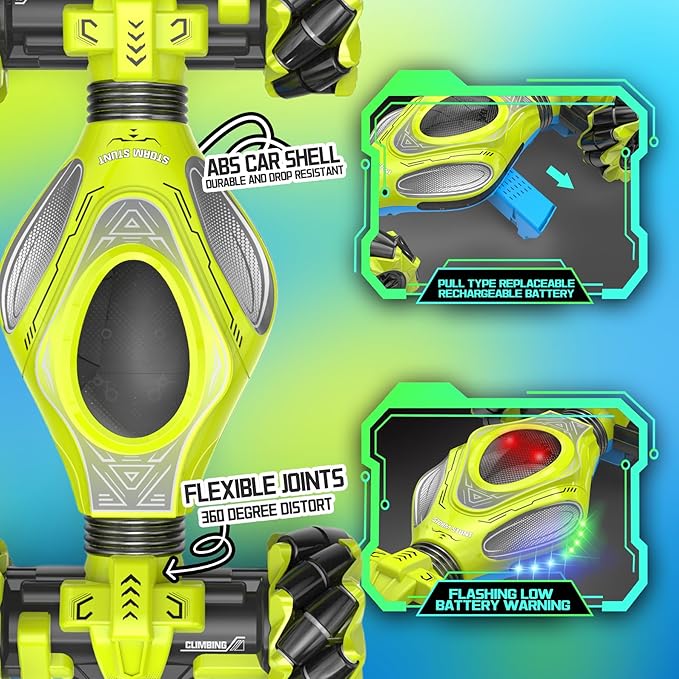 1:12 Scale Gesture Sensing Rc Stunt Car, 4WD Remote Control Hand Controlled Double Sided Vehicle 360° Roll with Lights, All Terrains Monster Truck for Boys Kids