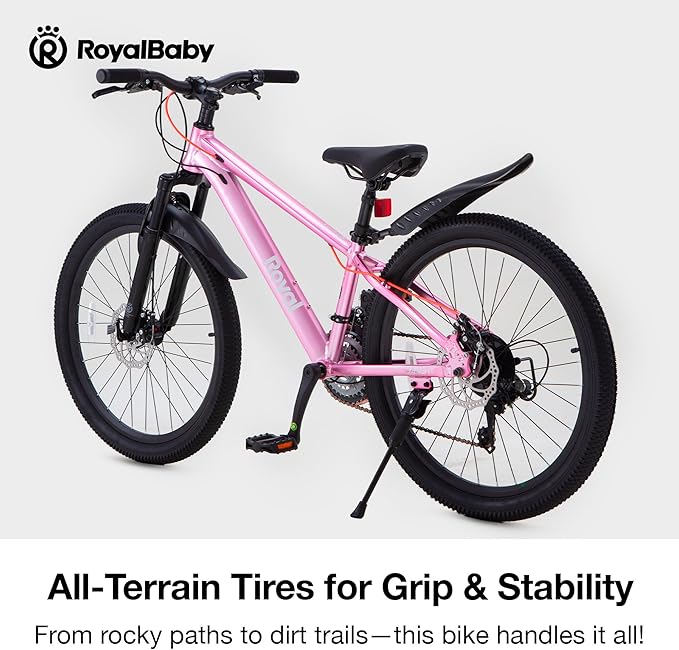 RoyalBaby Kids Mountain Bike for Boys and Girls, Ultra-Light Aluminum 20-24 Inch Wheel Bicycle for 6-14 Years Old Children, 7/21-Speeds Drivetrain