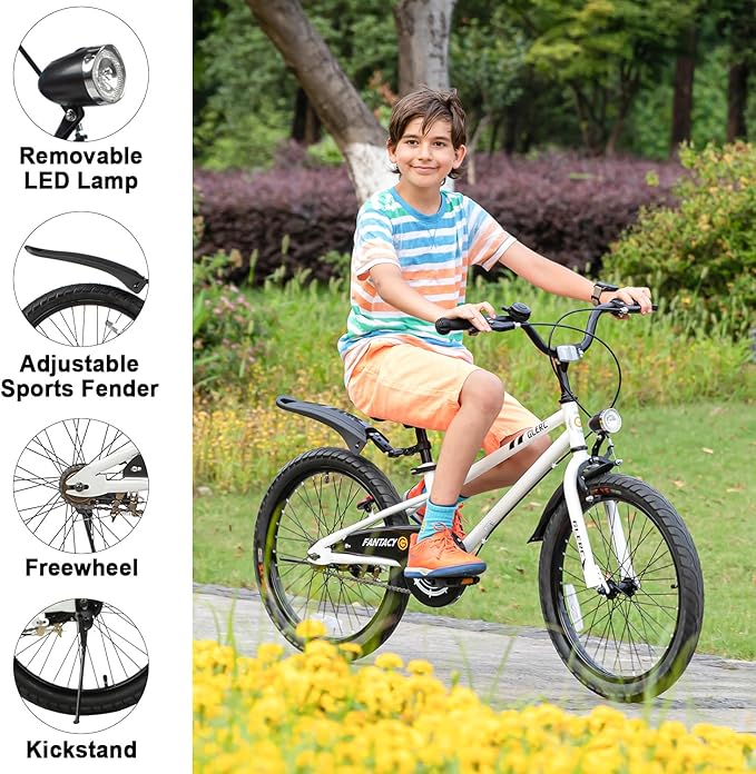 Glerc Fantacy Kids Bike, 12-20 Inch Children Bicycle for 2-13 Years Old Boys Girls, Kids Bicycle with Water Bottle Holder & Headlight & Training Wheels, Multiple Colors