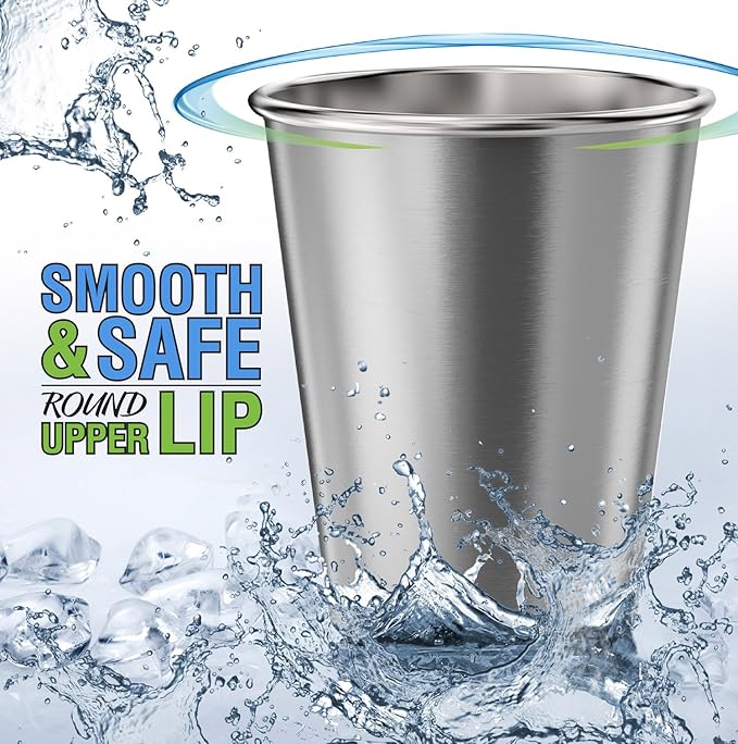 Stainless Steel Kids Cups 8 oz - Stainless Steel Small Children Cups for Home & Outdoor Activities, BPA Free Unbreakable Premium Stackable Metal Drinking Glasses (4-Pack)