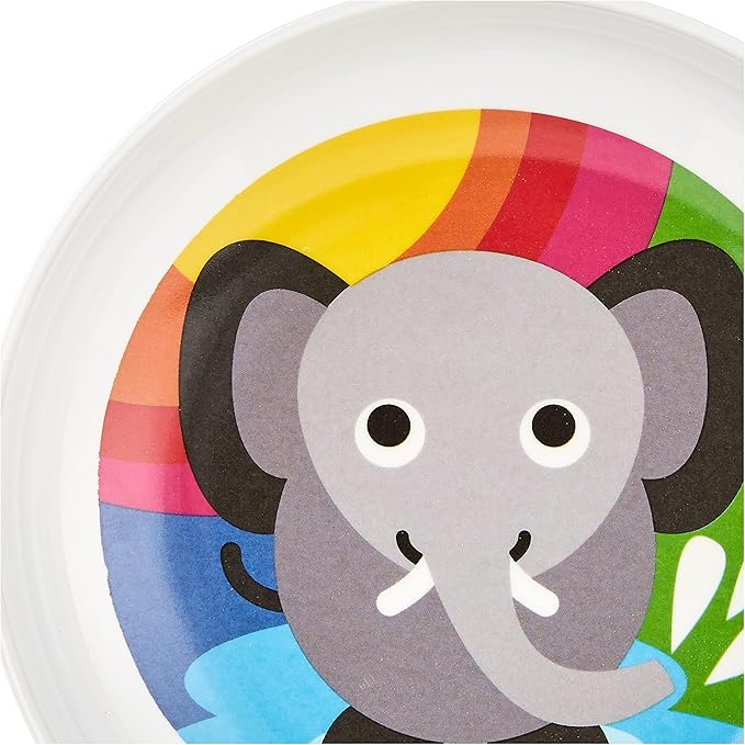 French Bull 4pc Toddler Kids Feeding Melamine Tableware Flatware BPA Free Dishwasher Safe, Durable Plate, Cup, bowl, Divided Tray Dinnerware Set, Jungle, 4pc bowl set (74291)