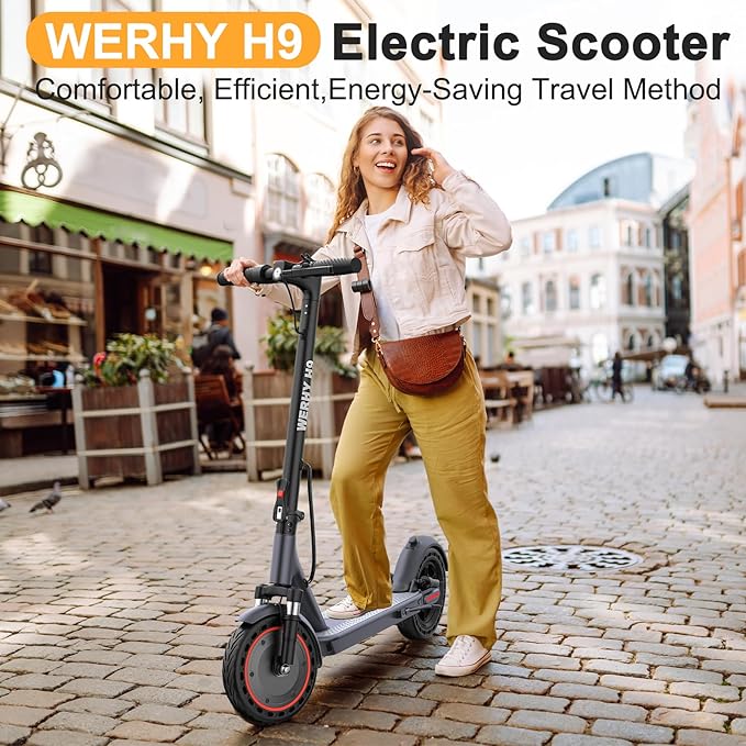 WERHY Electric Scooter, 8.5"/10"/14" Tire, Powerful 350/500W Motor, Top Speed 19/22 MPH, 21-49Miles Max Range, Folding Escooter for Adults & Teens with Dual Braking