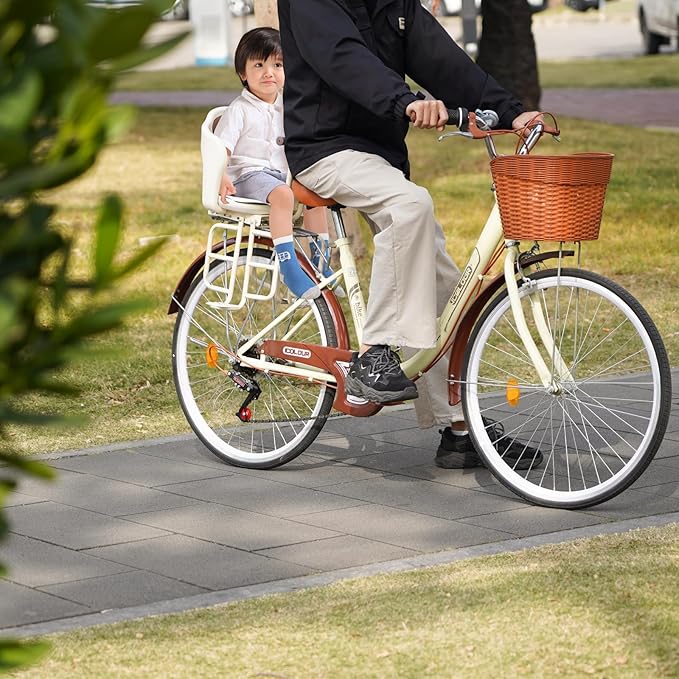 Rear Child Bike Seat,Rear Mounted Child Bike Seats,Back Mount Child Seat with Back Rest Armrest Foot Pedals,Width Adjustable Bicycle Rear Seat,Fits All Bicycle Rear Frames