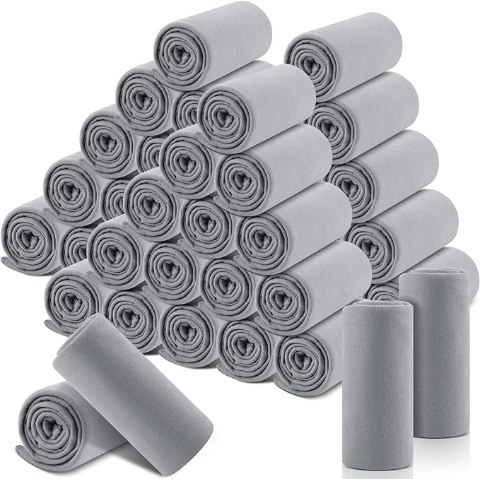 Newwiee 70 Pcs Fleece Throw Blankets Bulk Outdoor Wedding Guest Gifts Soft Lightweight Sleepover Lap Blankets Pet Home Sofa Couch Office Donation Homeless, 50 x 60 Inch (Gray)